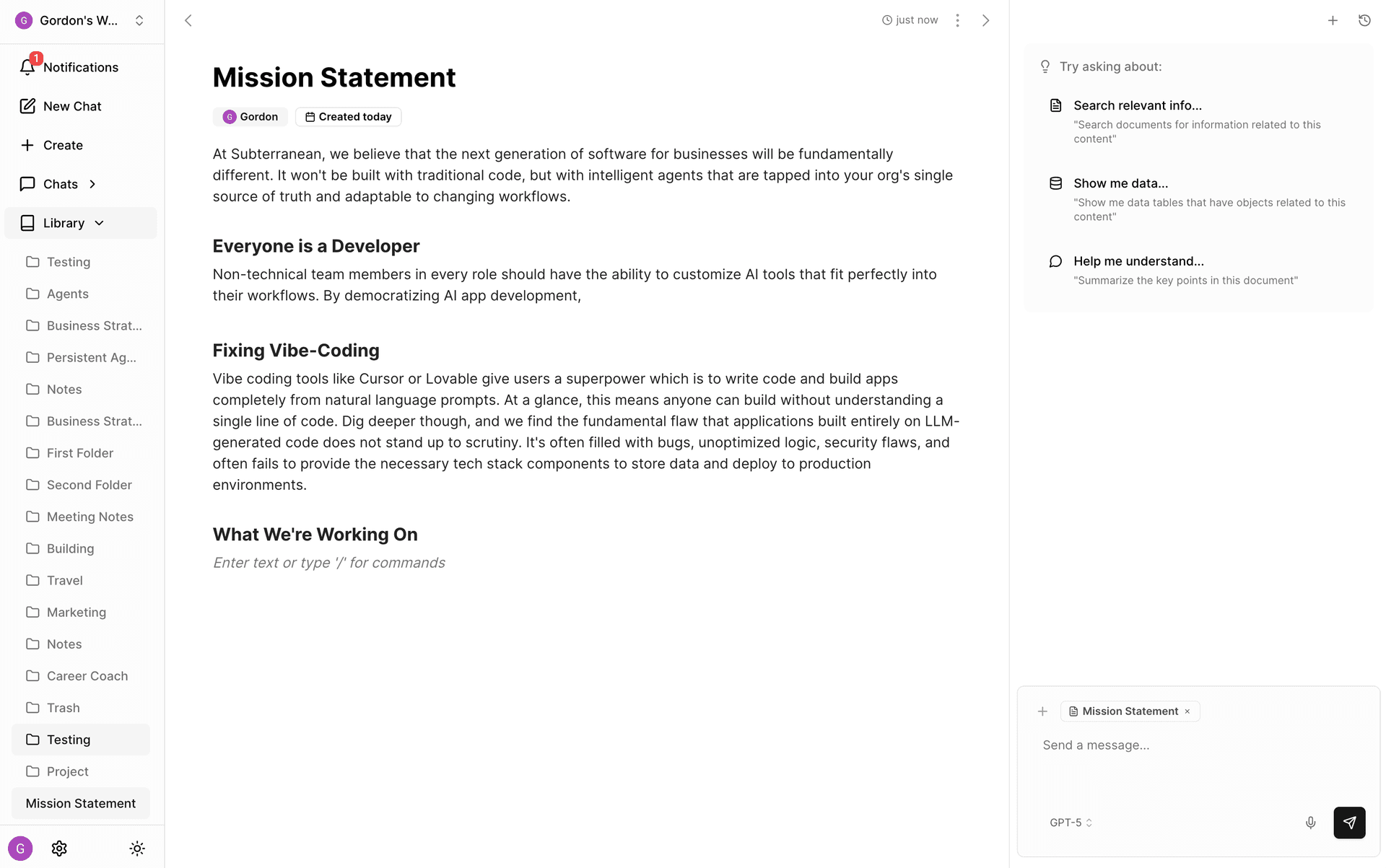Subterranean Knowledge Base Documentation
